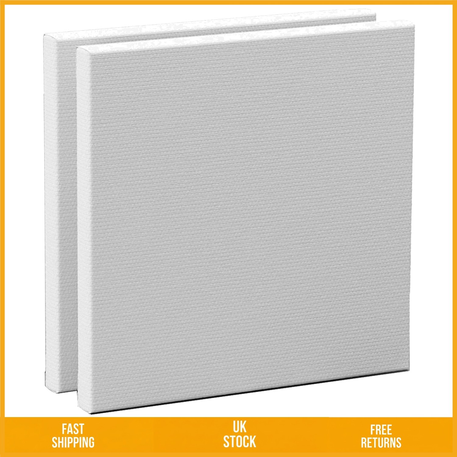 Stretched Artist Blank Canvas Boards for Acrylic Oil 20x20cm Pack of 2