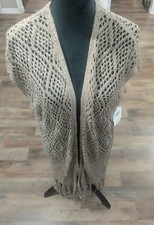 Altar'd State Crocheted Duster Vest Beige Cardigan Boho Shawl Size S NWT