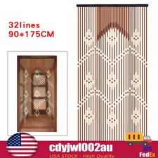 Bamboo Wooden Bead Curtain for Doorway, String Door Curtains Beaded 32 Lines