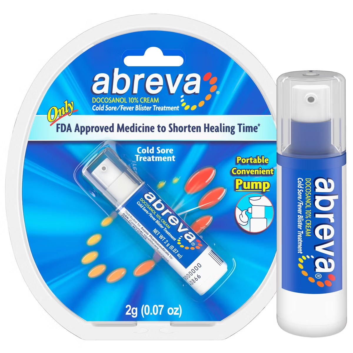 Abreva Cold Sore Fever Blister Treatment Pump 2g (.07 Oz)