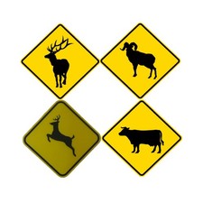 Animal Crossing Road Sign Highway Travel Deer Reindeer Cattle Elk Sheep Donkey