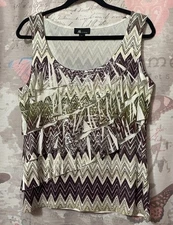 AB Studio Multicolor Layered Tiered Sleeveless Blouse Top Sz XL