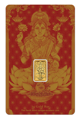 #ad 2025 Australia Perth Mint Lakshmi Diwali 1 Gram Gold Bar In Assay Card $258.50