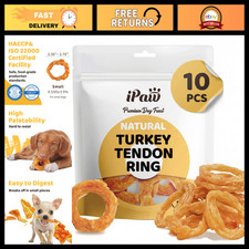 10 Pcs All-Natural Turkey Tendon Rings for Dogs - Healthy Chew Treats