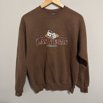 Vintage 90s Las Vegas Streetwear Mens M Faded Crewneck Sweatshirt Brown Pullover