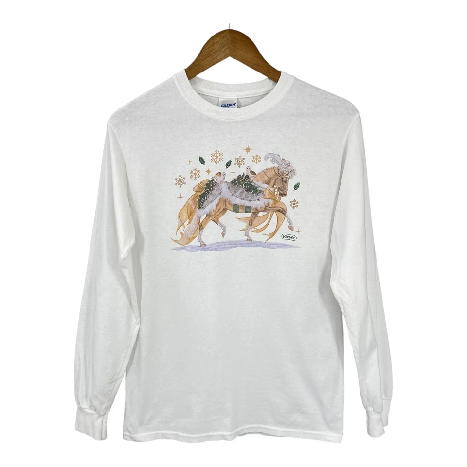 Camisa Breyer Holiday Horse Mujer Y2K Niño Núcleo Retro Navidad Gráfico Búho Talla S Foto 3 de 4