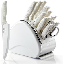 Knife Set with Block,12Piece Stainless Steel Kitchen Knives for Profess...