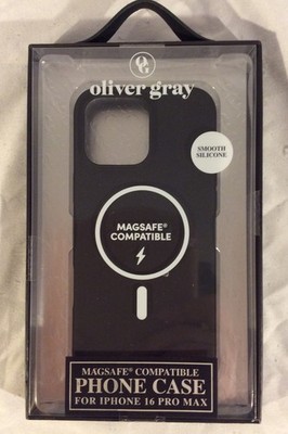 Oliver Gray iPhone 16 Pro Max Case - MagSafe Compatible Smooth Black Silicone