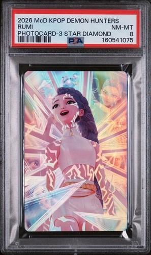 2026 McDonald's KPop Demon Hunters Rumi Photocard – 3 Diamond Rare – PSA 8