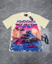 NEW Godspeed Beach yacht sunset print pattern Tee Mens Short sleeved T-shirt