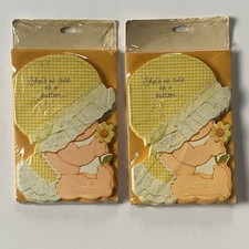 Vintage Hallmark Birth Announcements Sealed Pack Baby Girl Yellow Gingham Daisy