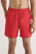 Nike Mens 7  Red Multi Logo Lined Volley Swim Trunks  XL 