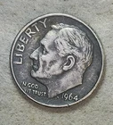 1964 Roosevelt Dime . Toned