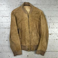 Vintage 40s 50s Thrashed Distressed Leather Jacket Tan Suede Talon Zipper