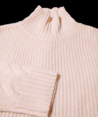GENTLE HERD Women's Turtleneck THICK 70% Wool 30% Cashmere (L) Off-White Sweater