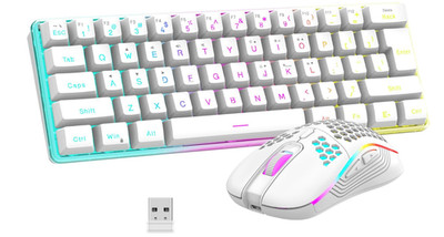 redthunder k620 wireless mechanical keyboard and mouse combo - white