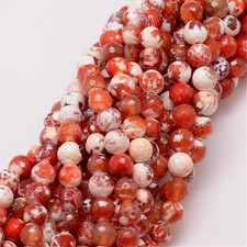 Natural Fire Agate Bead Strands Faceted 8mm; hole-1mm; strand-14" about 47pcs
