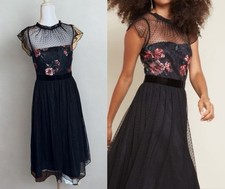 ADRIANNA PAPELL Womens Dress Sz 2 Black Whimsigoth Cocktail Coquette Dark Fairy