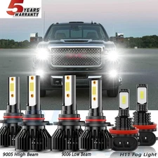 LED High Low+Fog Light Bulbs  9005+9006+H11 For GMC GMC Sierra 3500 HD 2008-2017