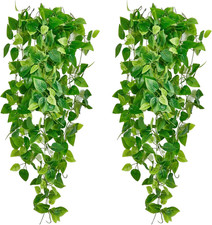 Fake Hanging Plants Vines 2Pcs For Room Decor, Artificial Ivy Greenery Garlands