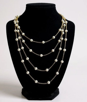 Pearl Necklace Multi Strand Chain Statement Jewelry