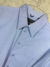 Kenneth Cole New York Men's Long Sleeve Button Down Shirt Blue Size 17 34-35