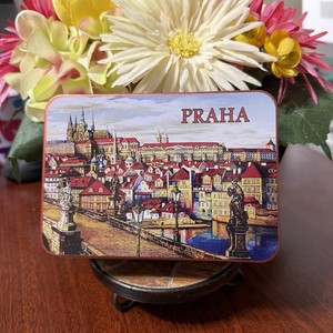 Decorative Travel Souvenir Tin - Prague Skyline - "Praha" Written On Top
