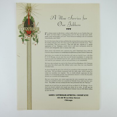 Vintage 1931 Christmas Stationery Sample Red Candle Holly Gold Goes Lithography