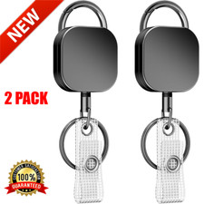 2 Pack Metal Casing Retractable Keychain Set - Heavy Duty Retractable Badge Reel