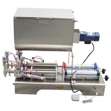 Paste Filling Machine 80L Horizontal Mixing Hopper Double Head 100-1000ml Filler