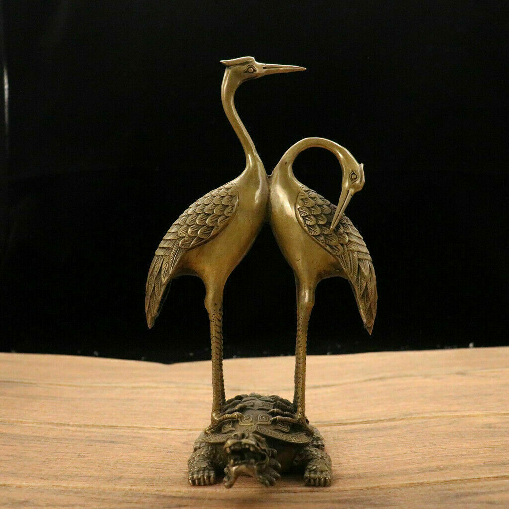 その他 Crane and Tortoise Carved Paperweight Chinese Brass Handmade Exquisite Crane & Turtle Statue 27085 | eBay