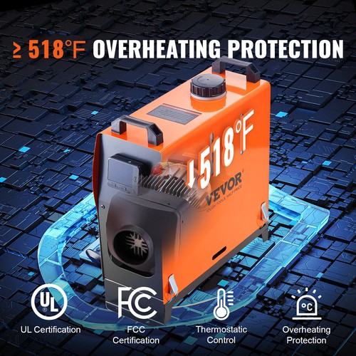 VEVOR Riscaldatore Diesel All-in-One 12V 8kW 0,16-0,62L/h LCD Telecomando - Imagen 5 de 12