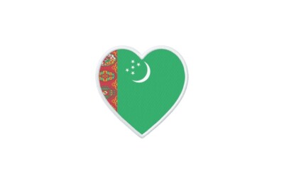Patch Abzeichen Aufnäher Gedruckt Thermoaufkleber Flagge Herz TM Turkmenistan