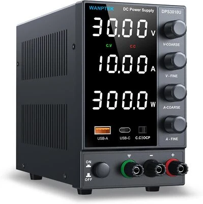 WANPTEK Adjustable DC 0-30V 10A Bench Lab Power Supply Variable programmable Precision