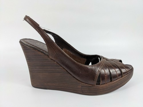 Next Brown Leather Wedge Heel Slingback 