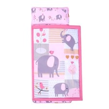 Nap Mat Sleeping Bag Pillow Blanket Kids Travel Daycare Preschool Pink Elephant