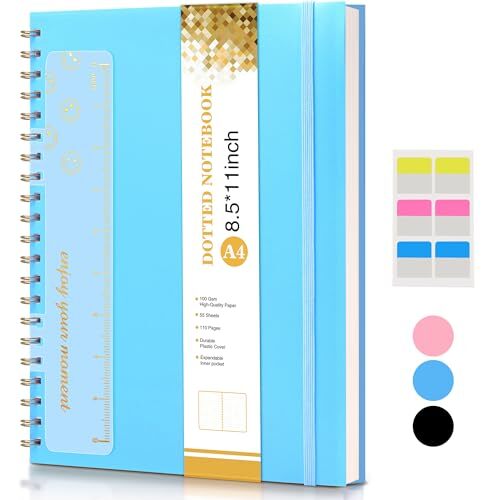 Notebook, Spiral Notebook Journal 8.5” x 11”, A4 Large Dot Grid Dotted Blue-image