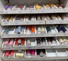 AMANN METTLER SILK-FINISH COTTON-ART 9136 (BROWN SPOOL)- 40 WEIGHT- MANY CHOICES