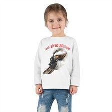 Just a Boy Who Loves Trains Toddler Long Sleeve Tee, Cute Children's ...