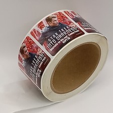 STAR TREK INTO DARKNESS Movie Roll of Stickers CHRIS PINE Red 2 in Sq Capt KIRK