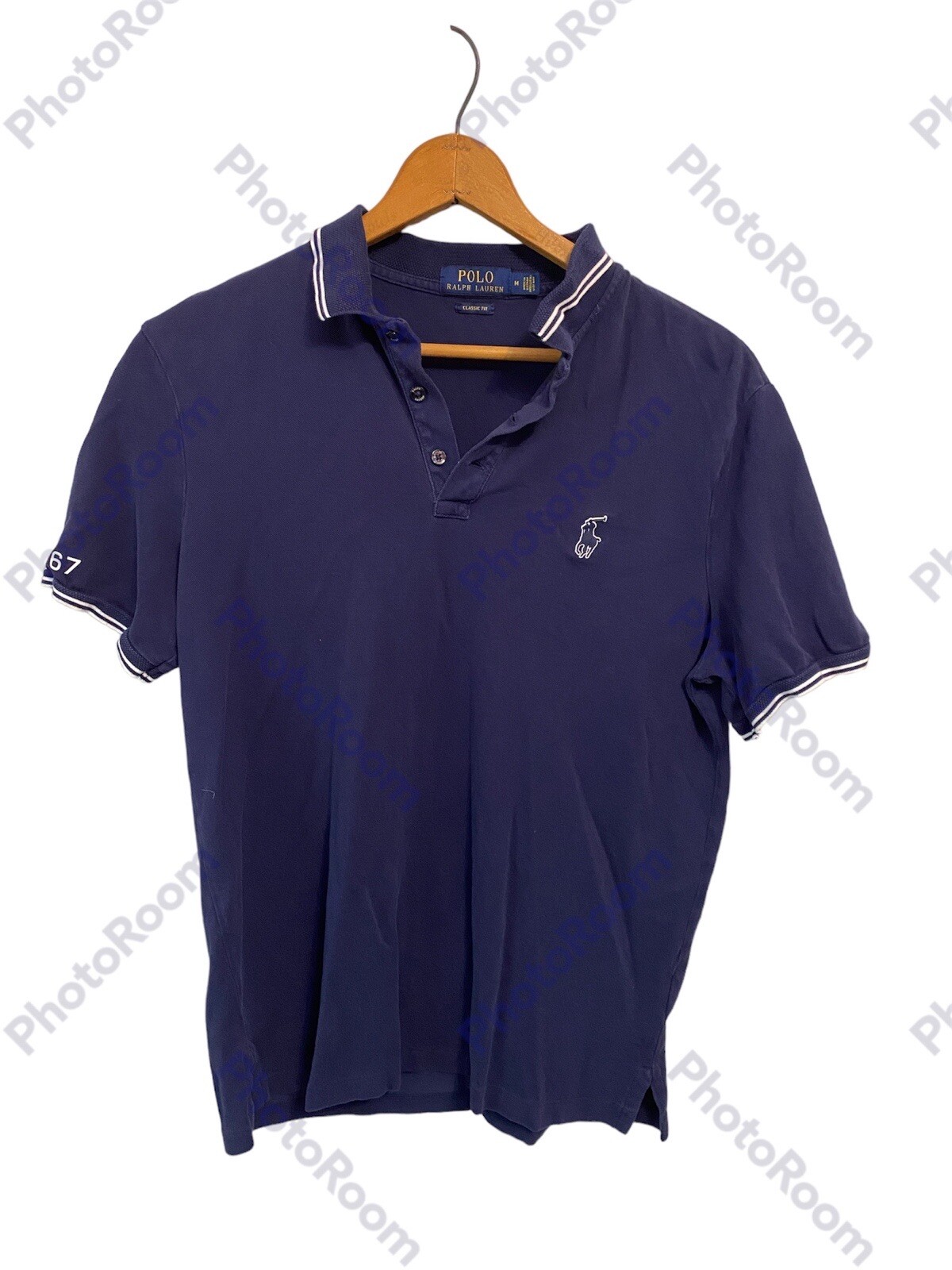 Polo Ralph Lauren 67 uomo media vestibilità classica blu manica corta 3D camicia pony
