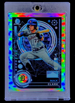 MAX CLARK ROOKIE REFRACTOR Silver Holo RC SP Insert 2024 BOWMAN Chrome - TIGERS