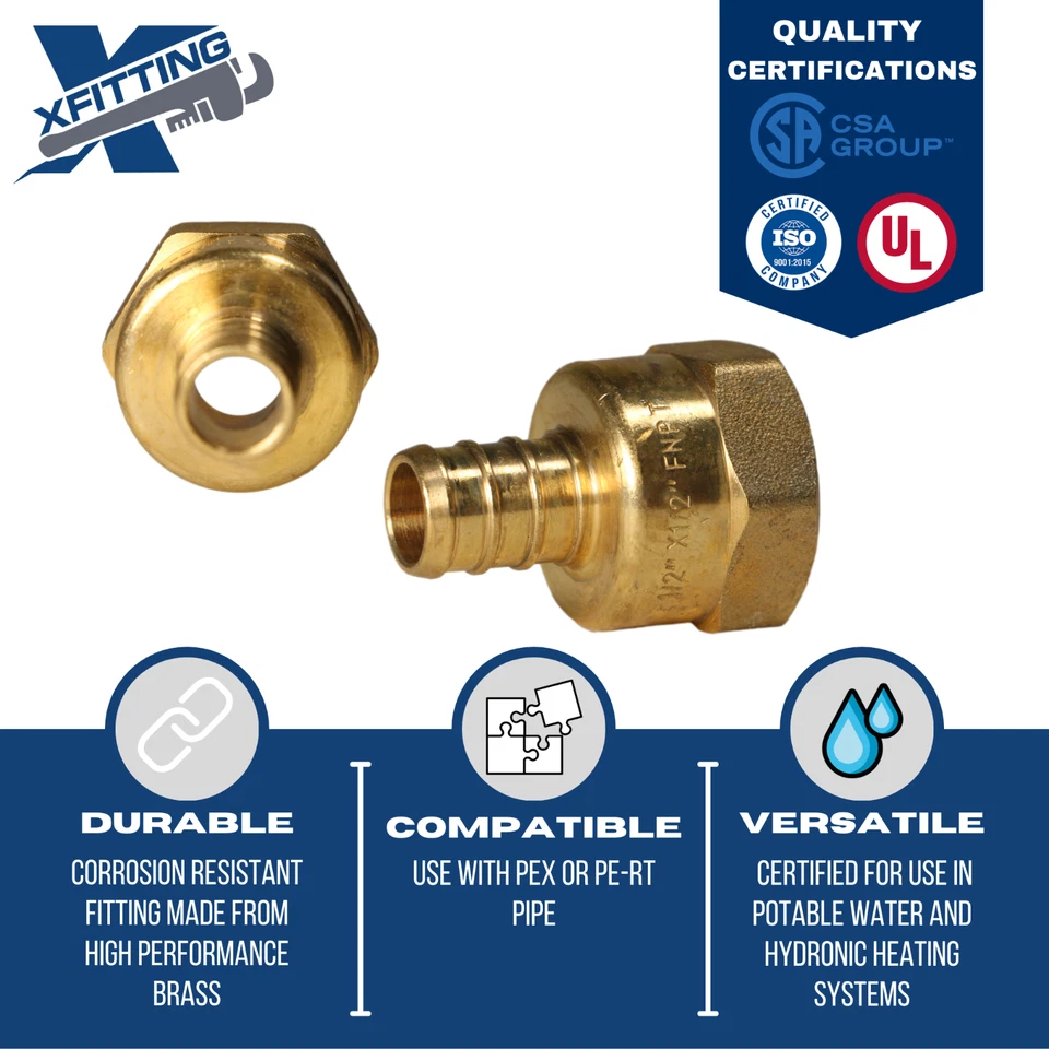 25 peças XFITTING 1/2" PEX-B Barb x 1/2" adaptador roscado fêmea NPT, sem chumbo - Imagem 3 de 4