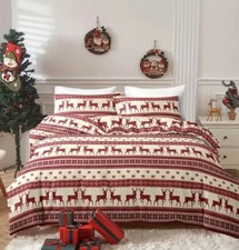 King Size Christmas Holiday Winter Duvet Cover Bedding Set 2 Pillowcases NEW