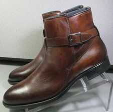 246603 MSBTi60 FLYNCH MEN SHOE 9 MAHOGANY LEATHER MADE IN ITALY JOHNSTON &MURPHY