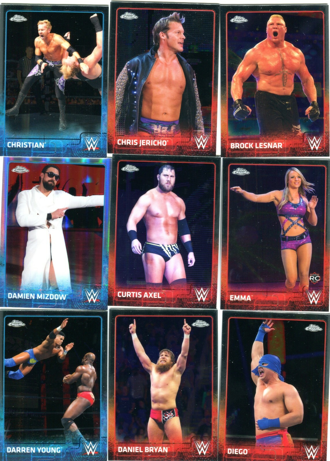 2015 Topps WWE Chrome base, refractor, hogan tribute and serial number