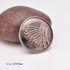 10PC Silver South Indian Chief Leathercraft Craft Sewing Shank Button Concho