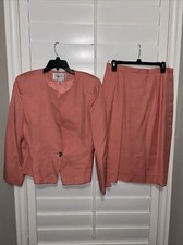 Christian Dior Womens The Suit 2PC Jacket A Line Skirt Suit Peach Size 14