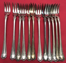 12-Pc 1896 WINTHROP Silverplated SEAFOOD / COCKTAIL FORKS Gorham S Mono