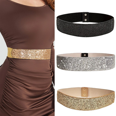 Wide Elastic Waist  Belt Solid Color Dress Belt Party Belts  for Women
